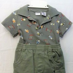 18 Mo Olive Green Onsie & Shorts Set